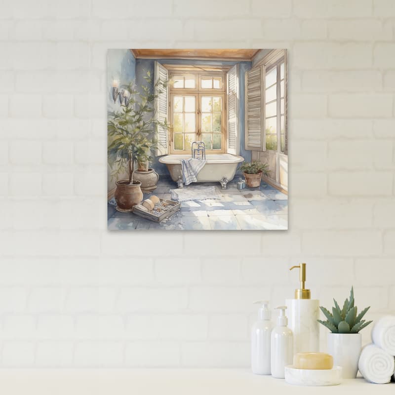 Designart "Old Farmhouse Bathtub Iii" Bathroom Floral Wall Art For